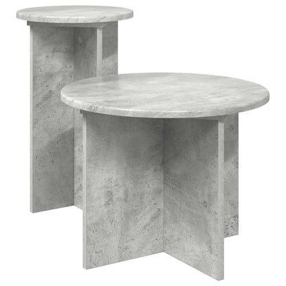 vidaXL Side Table Set 2 pcs Concrete Grey Ø 45 x 35 cm Engineered Wood