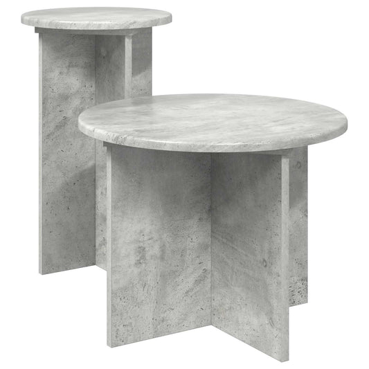 vidaXL Side Table Set 2 pcs Concrete Grey Ø 45 x 35 cm Engineered Wood