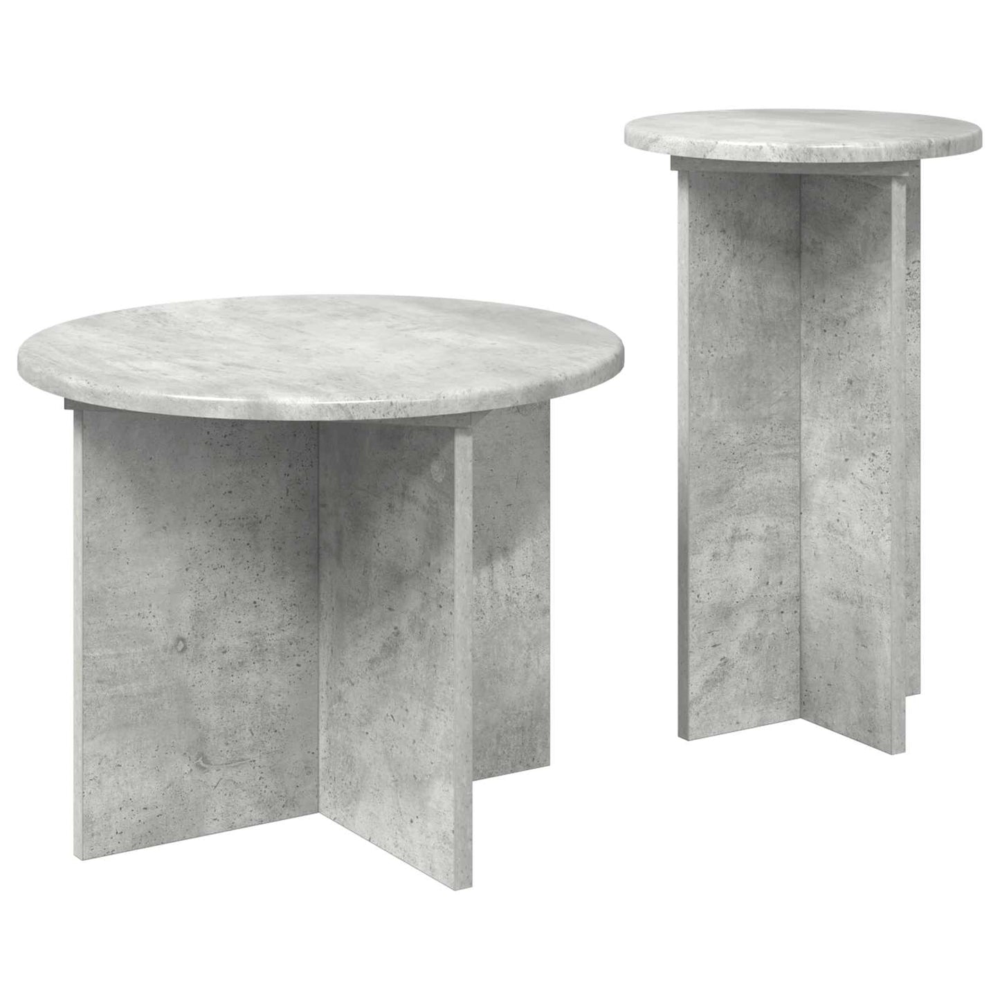 vidaXL Side Table Set 2 pcs Concrete Grey Ø 45 x 35 cm Engineered Wood