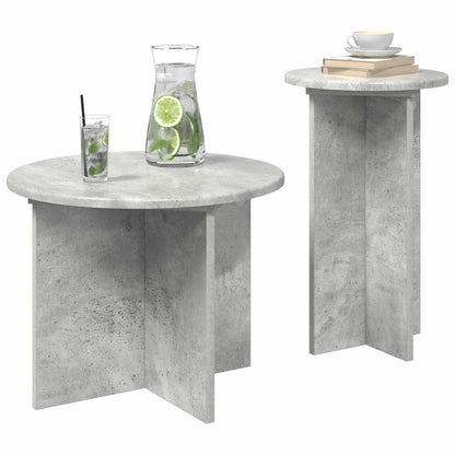 vidaXL Side Table Set 2 pcs Concrete Grey Ø 45 x 35 cm Engineered Wood