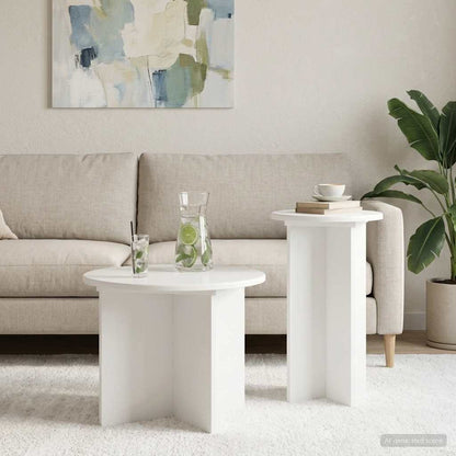 vidaXL Side Table Set 2 pcs High Gloss White Ø 45 x 35 cm