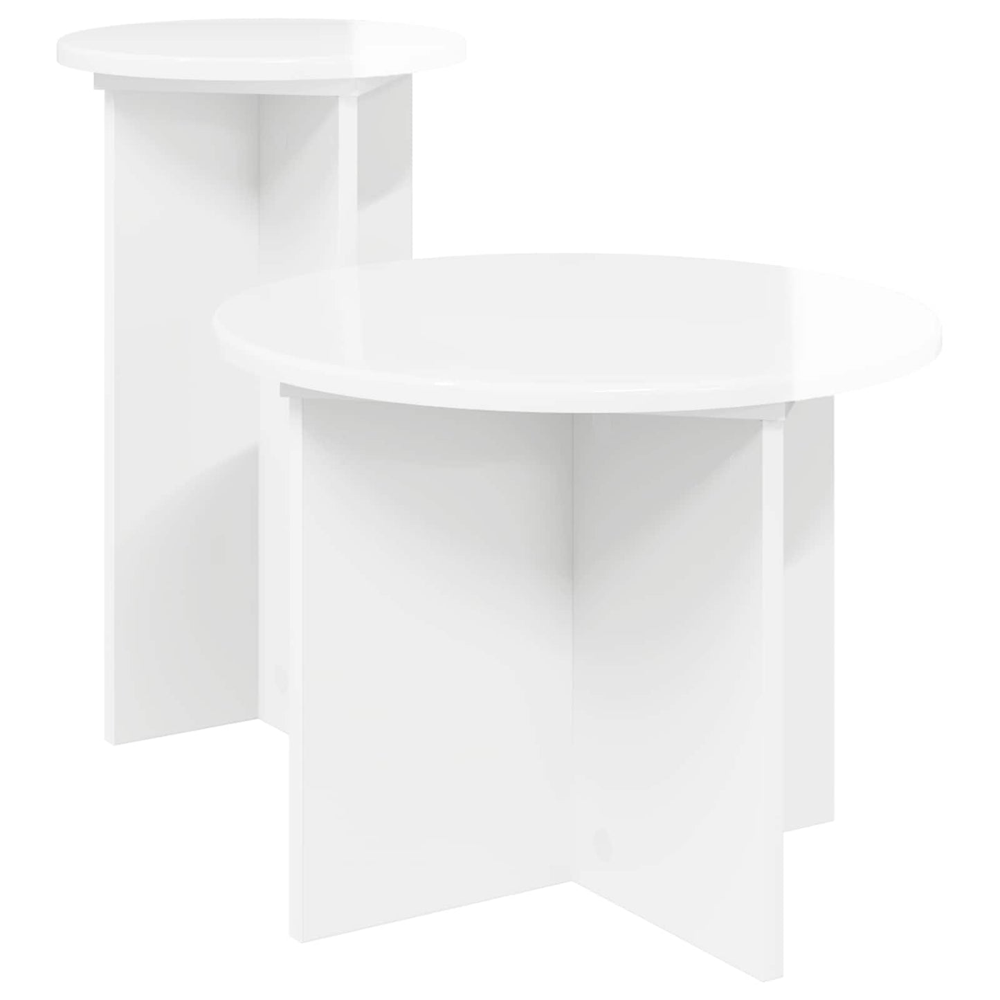 vidaXL Side Table Set 2 pcs High Gloss White Ø 45 x 35 cm