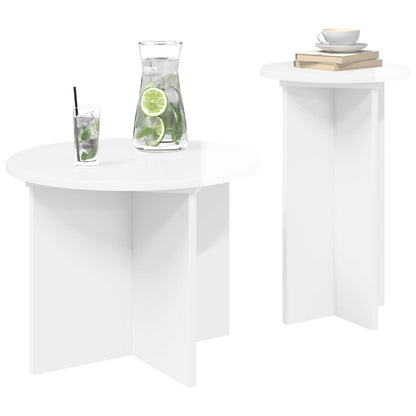 vidaXL Side Table Set 2 pcs High Gloss White Ø 45 x 35 cm