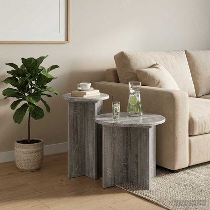 vidaXL Side Table Set with Storage 2 pcs Grey Sonoma Engineered Wood