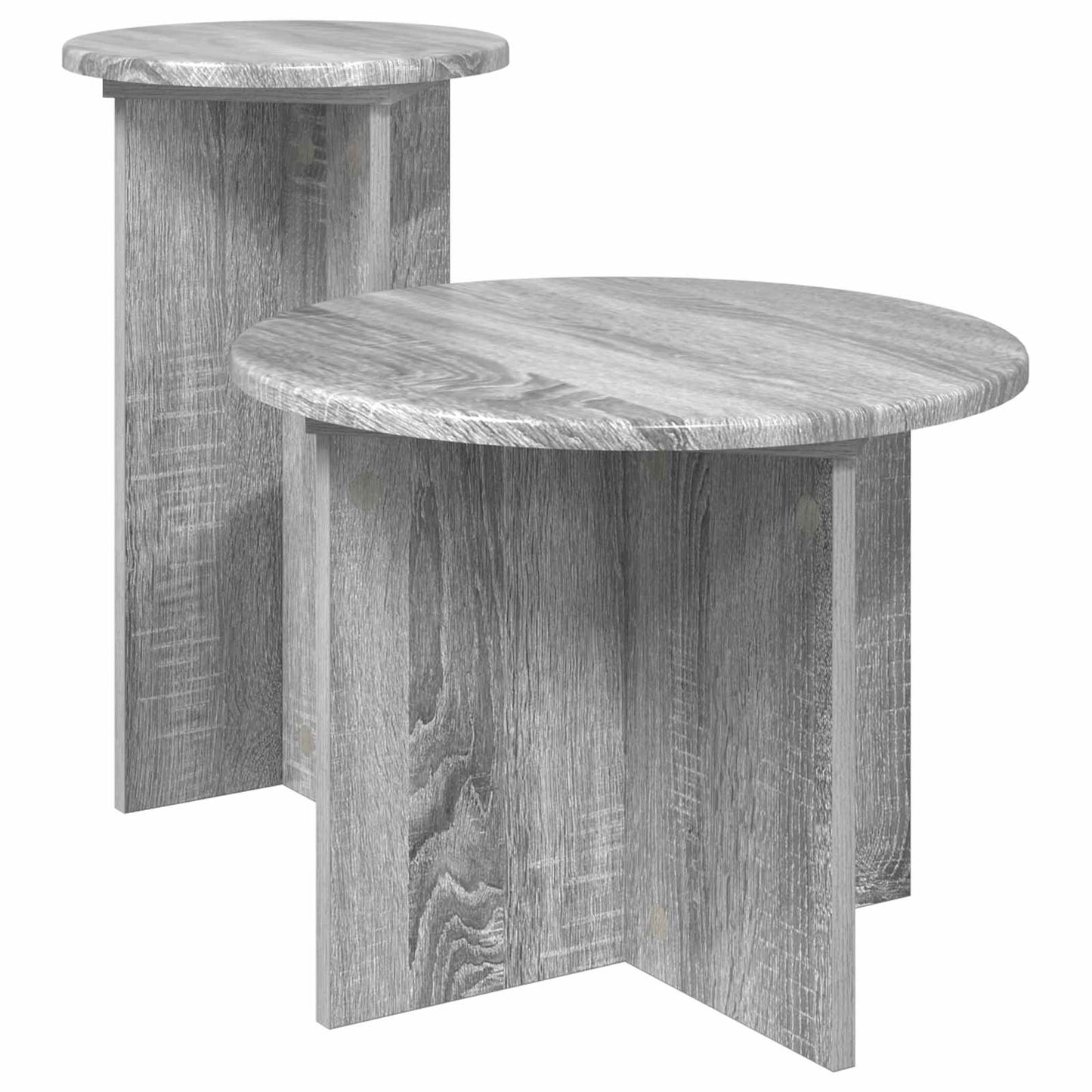 vidaXL Side Table Set 2 pcs Grey Sonoma Ø 45 x 35 cm Engineered Wood