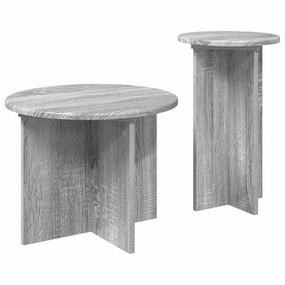 vidaXL Side Table Set 2 pcs Grey Sonoma Ø 45 x 35 cm Engineered Wood