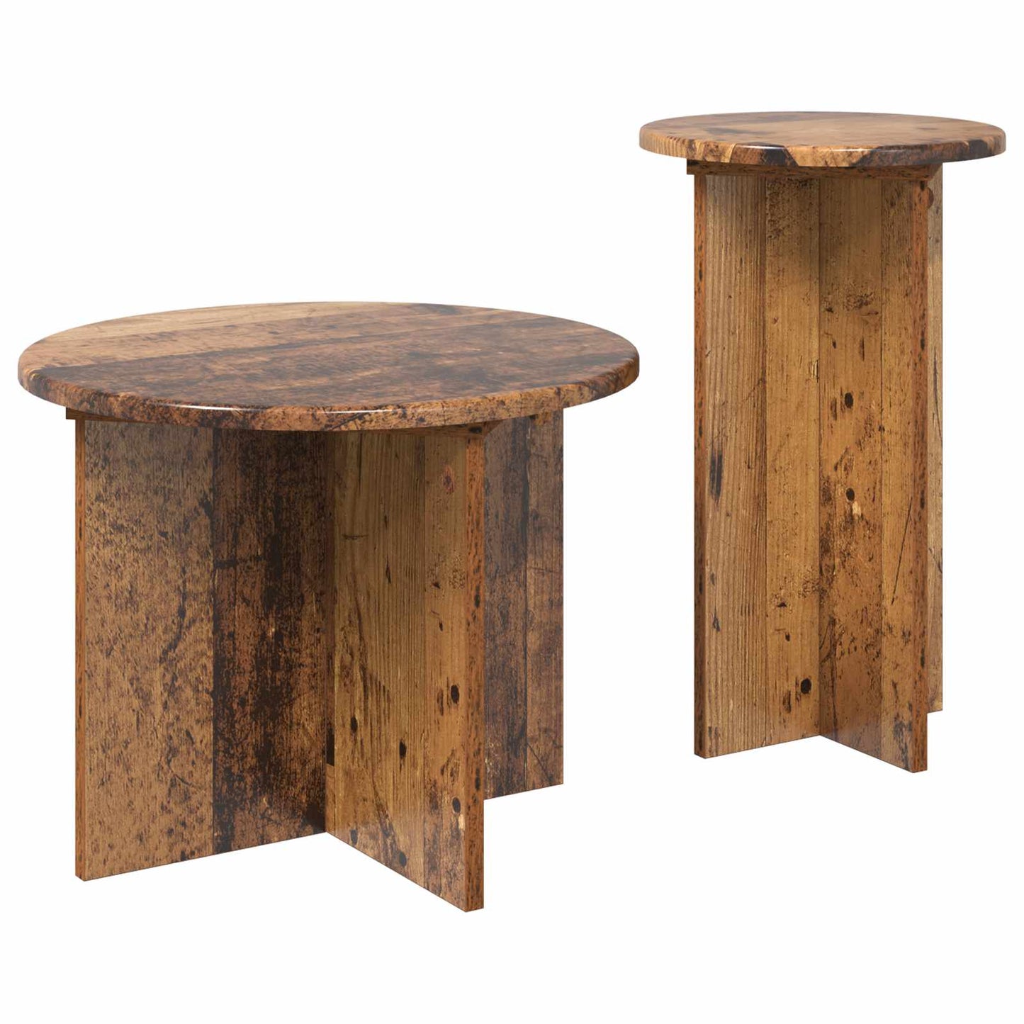 vidaXL Side Table Set 2 pcs Old Wood Ø 45 x 35 cm Engineered Wood