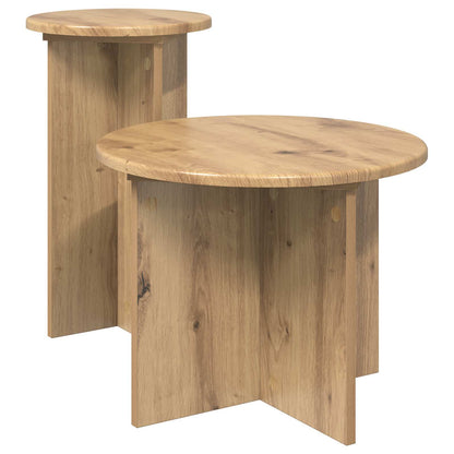 vidaXL Side Table Set 2 pcs Artisan Oak Ø 45 x 35 cm Engineered Wood