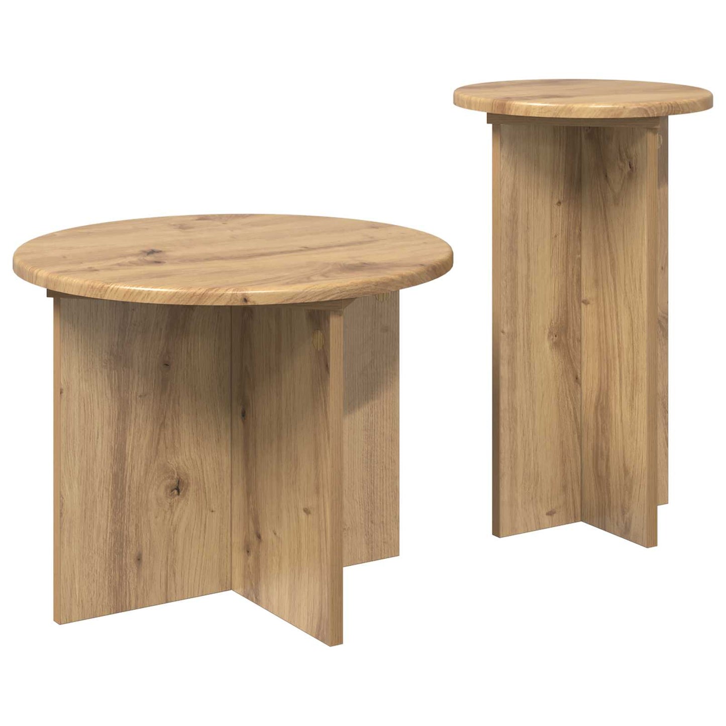 vidaXL Side Table Set 2 pcs Artisan Oak Ø 45 x 35 cm Engineered Wood