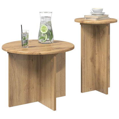 vidaXL Side Table Set 2 pcs Artisan Oak Ø 45 x 35 cm Engineered Wood