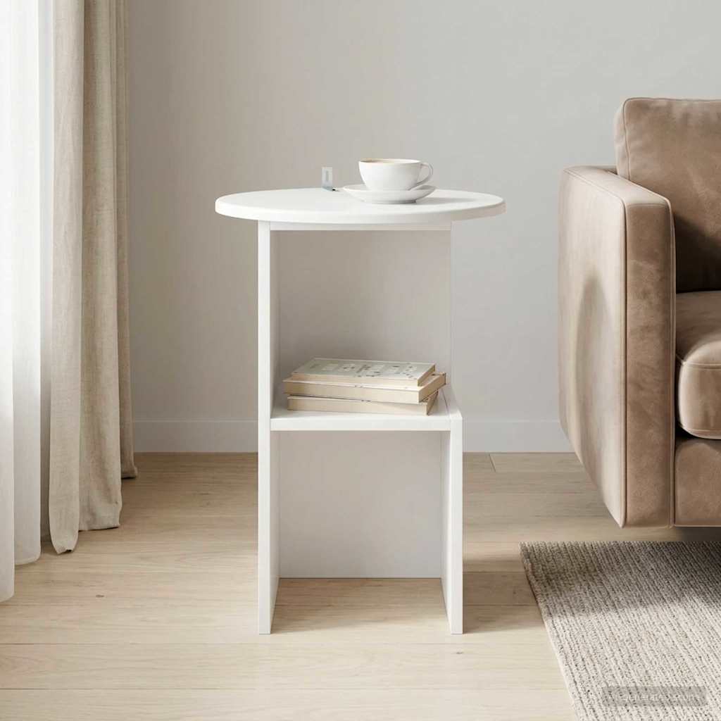 vidaXL Side Table White Ø 39.5 x 55 cm Engineered Wood