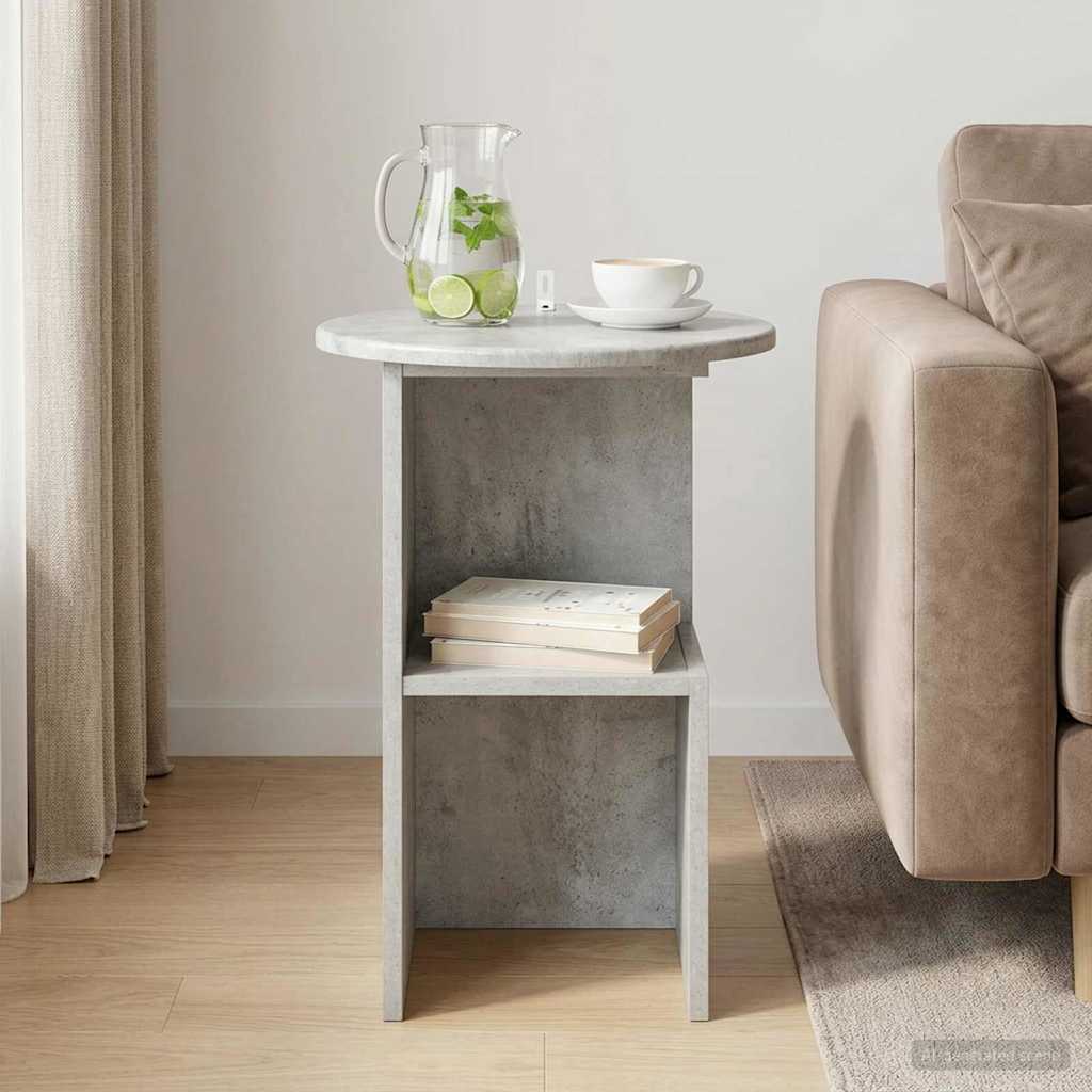 vidaXL Side Table Concrete Grey Ø 39.5 x 55 cm Engineered Wood