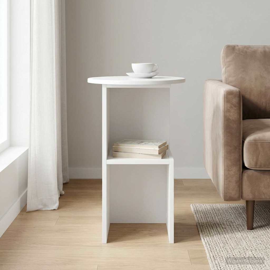 vidaXL Side Table High Gloss White Ø 39.5 x 55 cm Engineered Wood