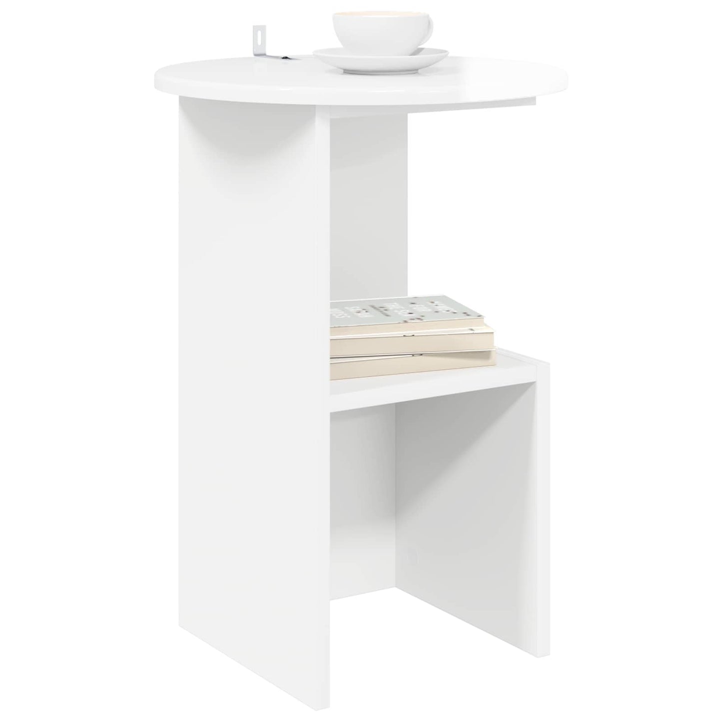 vidaXL Side Table High Gloss White Ø 39.5 x 55 cm Engineered Wood