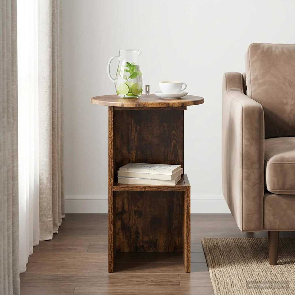 vidaXL Side Table Smoked Oak Ø 39.5 x 55 cm Engineered Wood