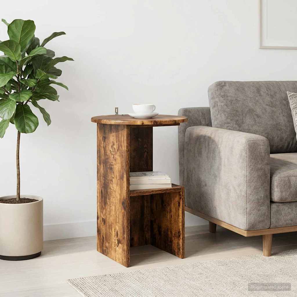 vidaXL Side Table Smoked Oak Ø 39.5 x 55 cm Engineered Wood