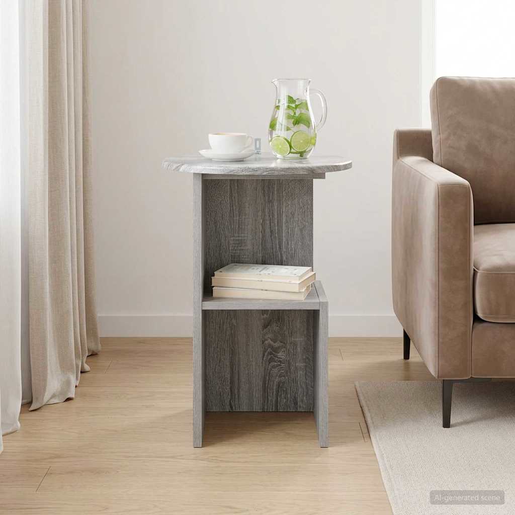 vidaXL Side Table Grey Sonoma Ø 39.5 x 55 cm Engineered Wood