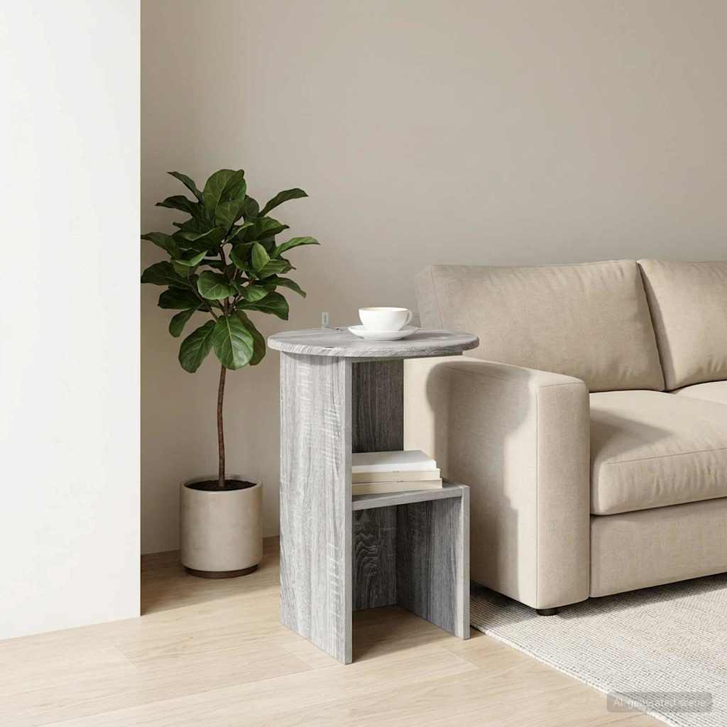 vidaXL Side Table Grey Sonoma Ø 39.5 x 55 cm Engineered Wood