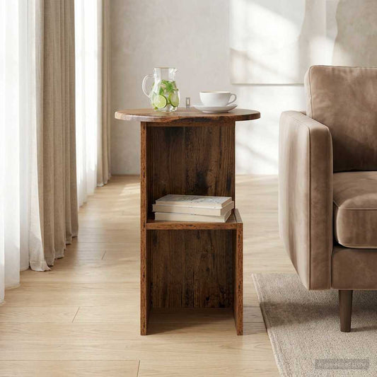 vidaXL Side Table Old Wood Ø 39.5 x 55 cm Engineered Wood