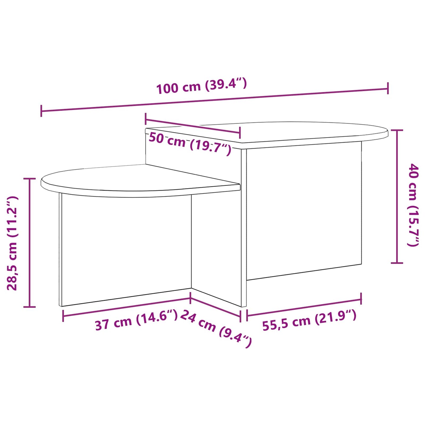 vidaXL Coffee Table Black Oak 100 x 50 x 40 cm Engineered Wood