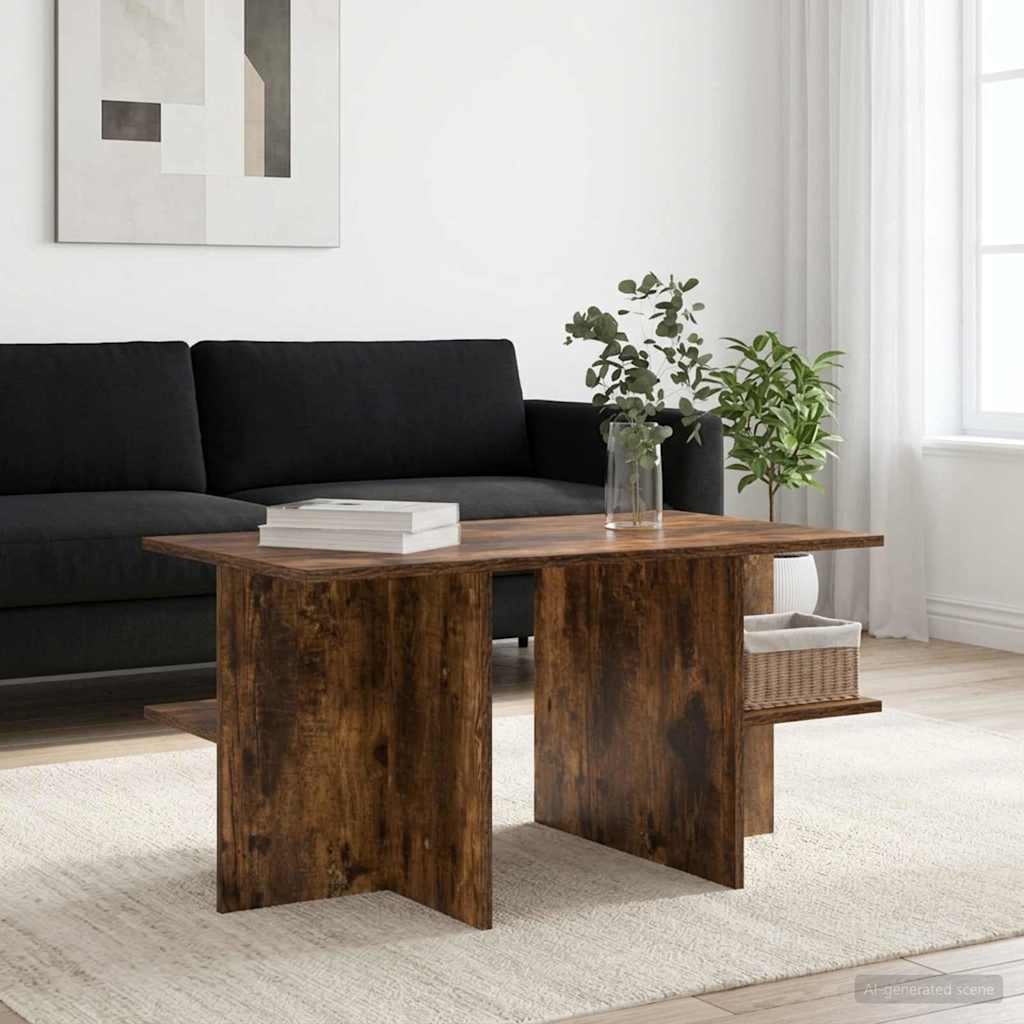 vidaXL Coffee Table Smoked Oak 87 x 50 x 45 cm Engineered Wood
