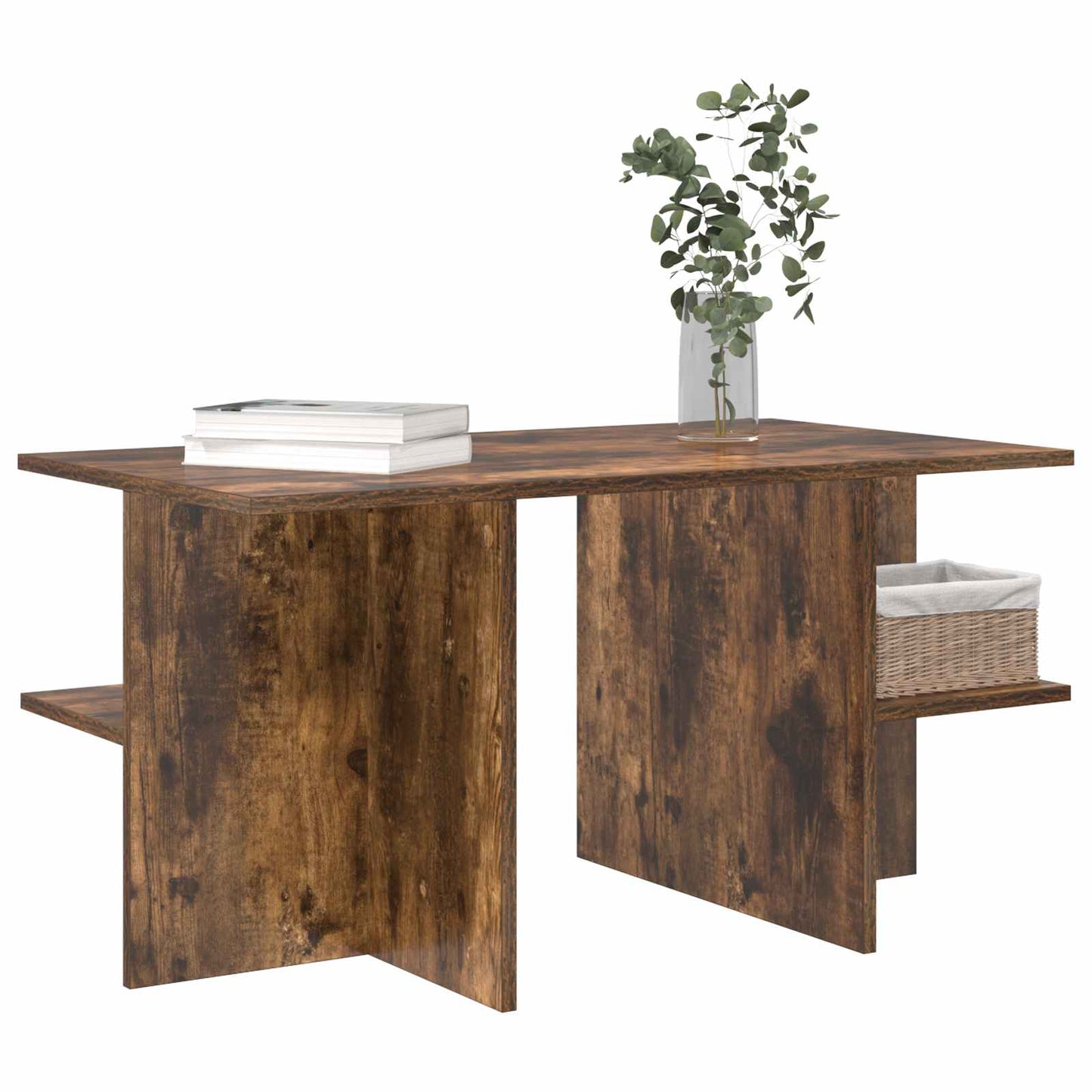 vidaXL Coffee Table Smoked Oak 87 x 50 x 45 cm Engineered Wood