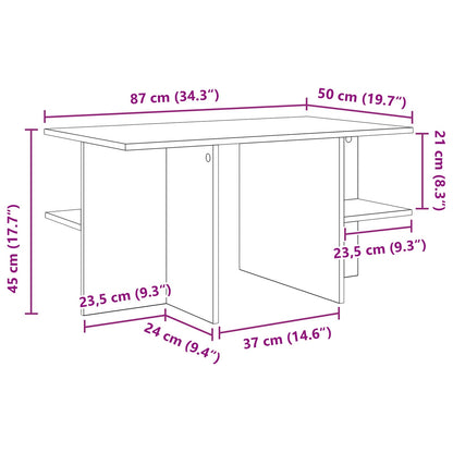vidaXL Coffee Table Grey Sonoma 87 x 50 x 45 cm Engineered Wood