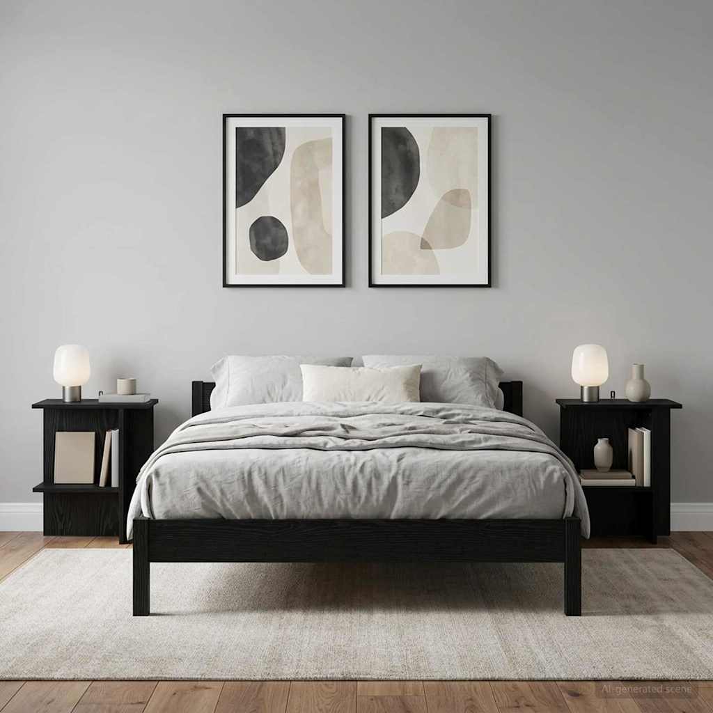 vidaXL Coffee Table 2 pcs Black Oak 40 x 30 x 49 cm Engineered Wood