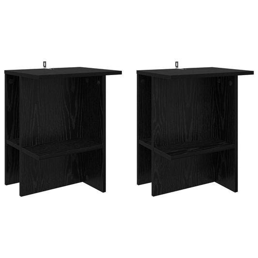 vidaXL Coffee Table 2 pcs Black Oak 40 x 30 x 49 cm Engineered Wood