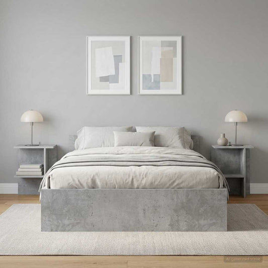 vidaXL Coffee Table 2 pcs Concrete Grey 40 x 30 x 49 cm