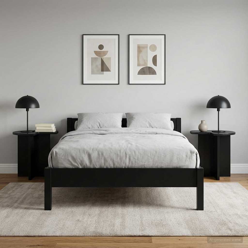 vidaXL Side Table 2 pcs Black Ø 39 x 38 cm Engineered Wood