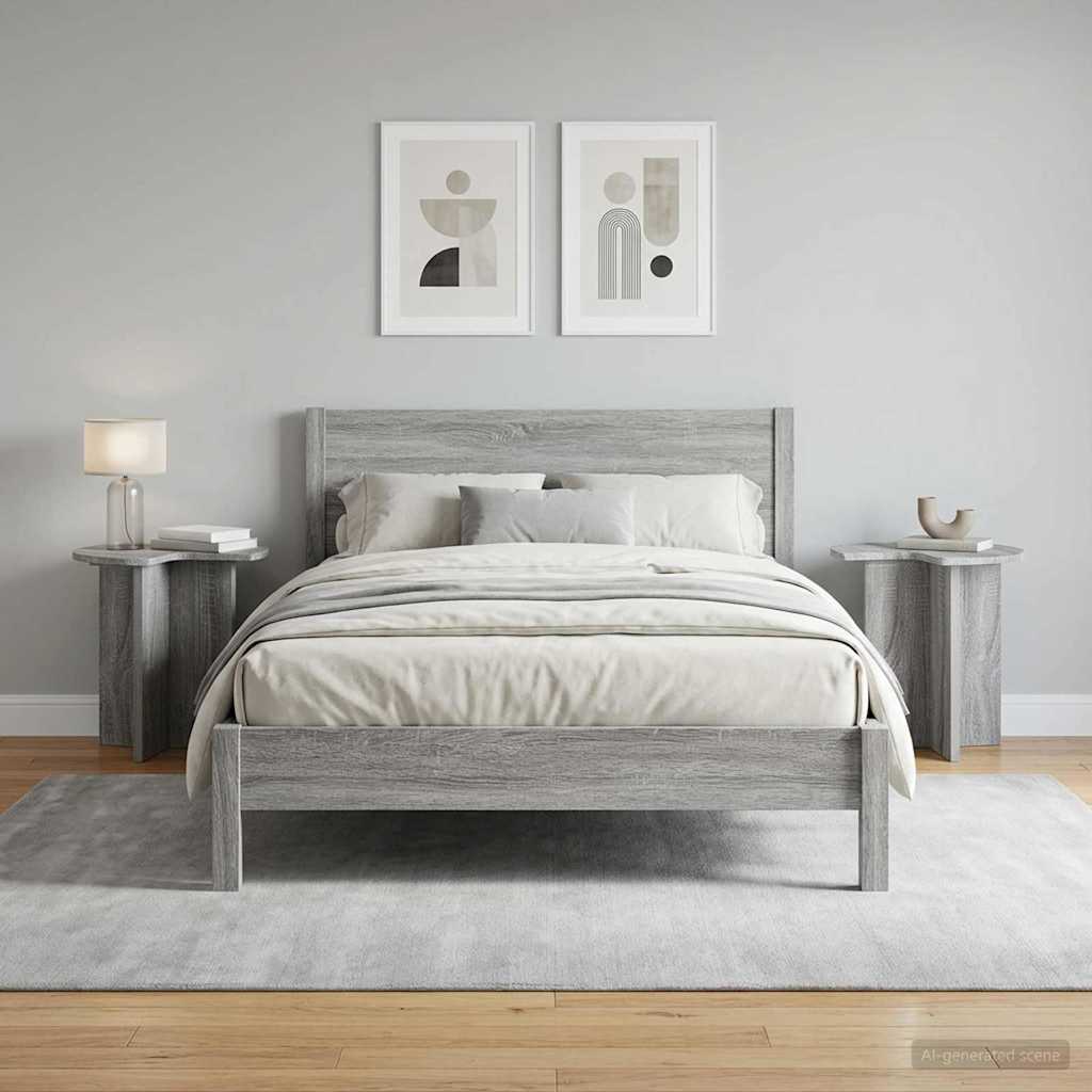 vidaXL Side Table 2 pcs Grey Sonoma Ø 39 x 38 cm Engineered Wood