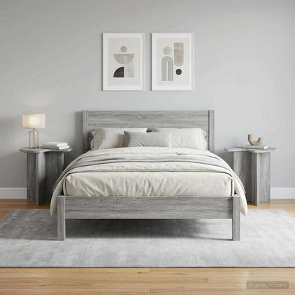 vidaXL Side Table 2 pcs Grey Sonoma Ø 39 x 38 cm Engineered Wood