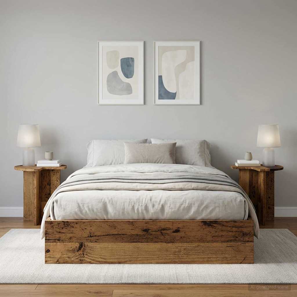 vidaXL Side Table 2 pcs Old Wood Ø 39 x 38 cm Engineered Wood