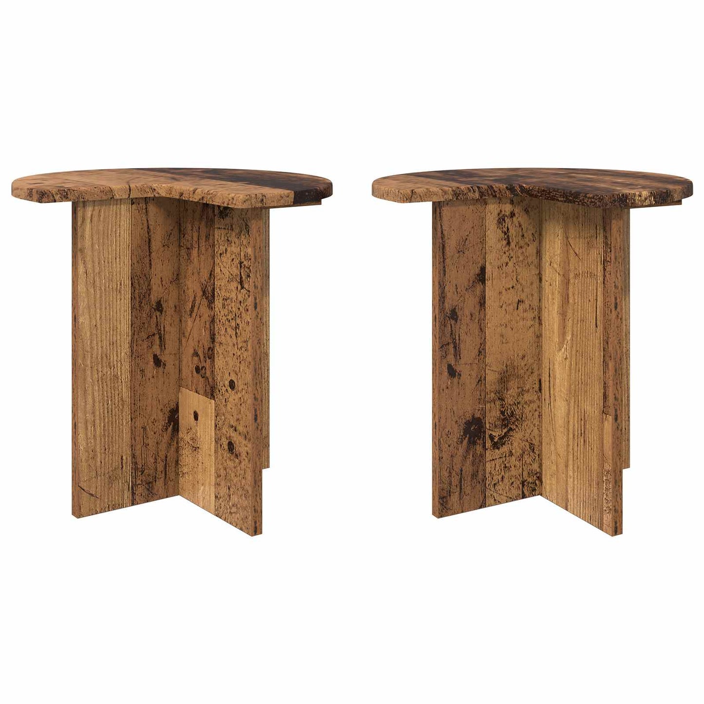 vidaXL Side Table 2 pcs Old Wood Ø 39 x 38 cm Engineered Wood