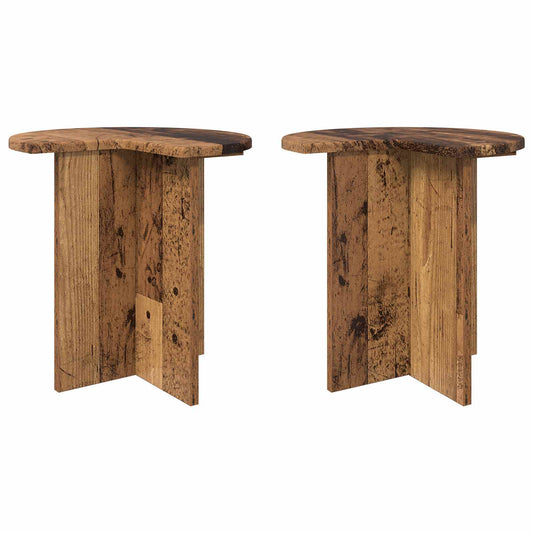 vidaXL Side Table 2 pcs Old Wood Ø 39 x 38 cm Engineered Wood