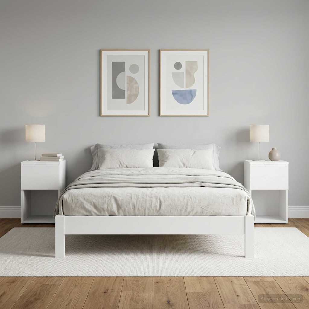 vidaXL Bed Cabinet 2 pcs White 29 x 31.5 x 49 cm Engineered Wood