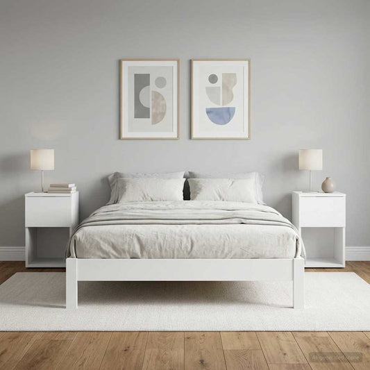 vidaXL Bed Cabinet 2 pcs White 29 x 31.5 x 49 cm Engineered Wood