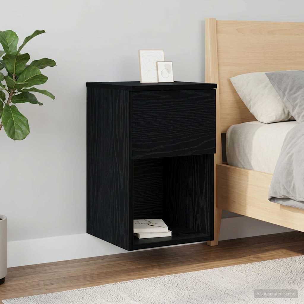 vidaXL Bed Cabinet Black Oak 29 x 31.5 x 49 cm Engineered Wood