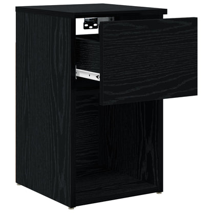 vidaXL Bed Cabinet Black Oak 29 x 31.5 x 49 cm Engineered Wood