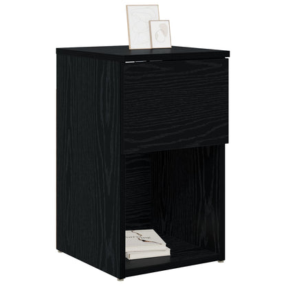 vidaXL Bed Cabinet Black Oak 29 x 31.5 x 49 cm Engineered Wood