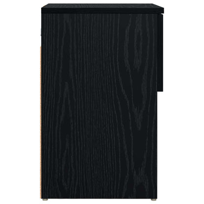 vidaXL Bed Cabinet Black Oak 29 x 31.5 x 49 cm Engineered Wood