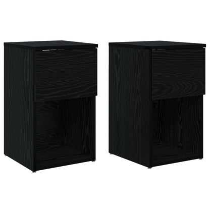 vidaXL Bed Cabinet 2 pcs Black Oak 29 x 31.5 x 49 cm Engineered Wood