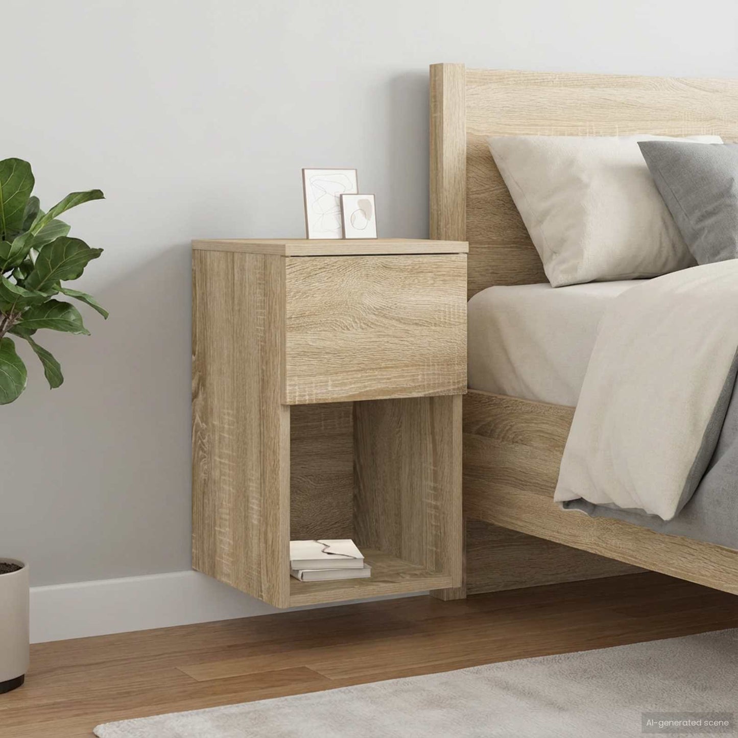 vidaXL Bed Cabinet Sonoma Oak 29 x 31.5 x 49 cm Engineered Wood