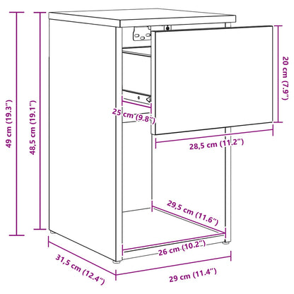 vidaXL Bed Cabinet Concrete Grey 29 x 31.5 x 49 cm Engineered Wood
