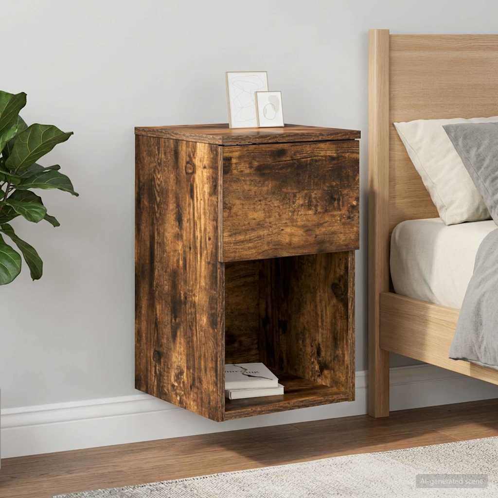 vidaXL Bed Cabinet Smoked Oak 29 x 31.5 x 49 cm Engineered Wood