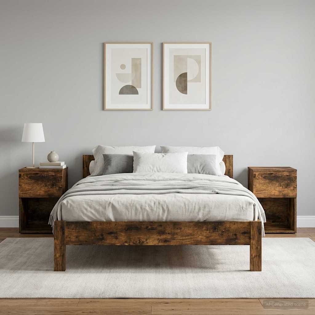 vidaXL Bed Cabinet 2 pcs Smoked Oak 29 x 31.5 x 49 cm Engineered Wood