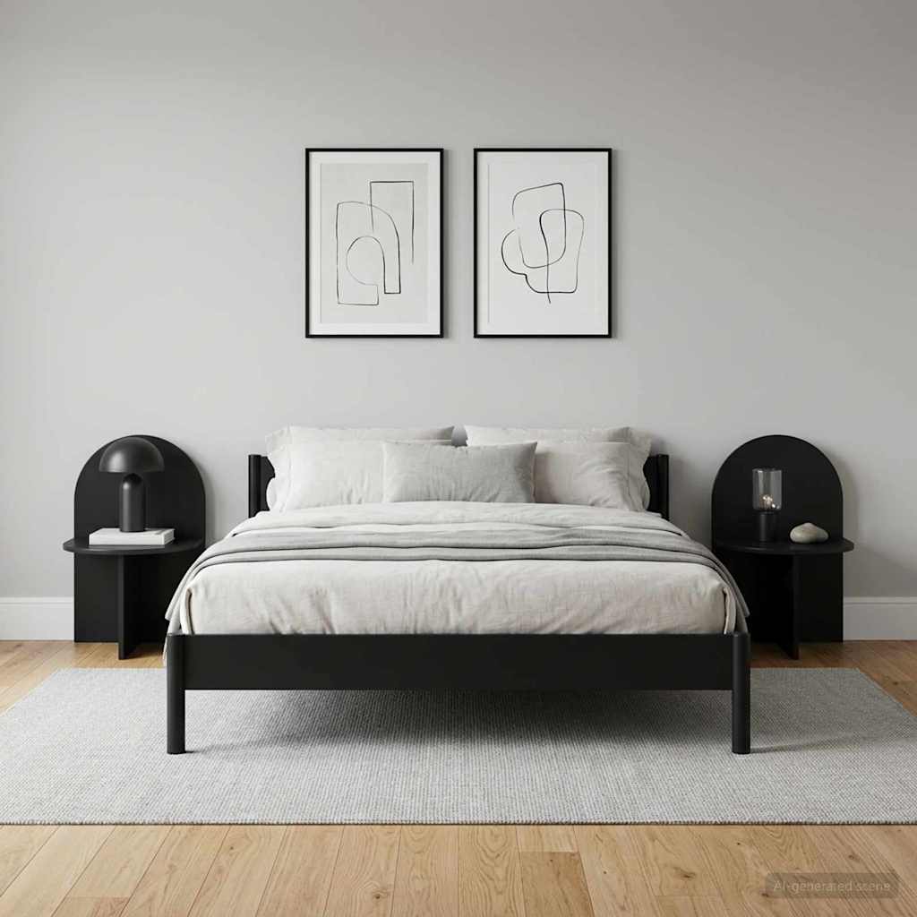 vidaXL Bedside Table 2 pcs Black Oak 48 x 49 x 65 cm Engineered Wood