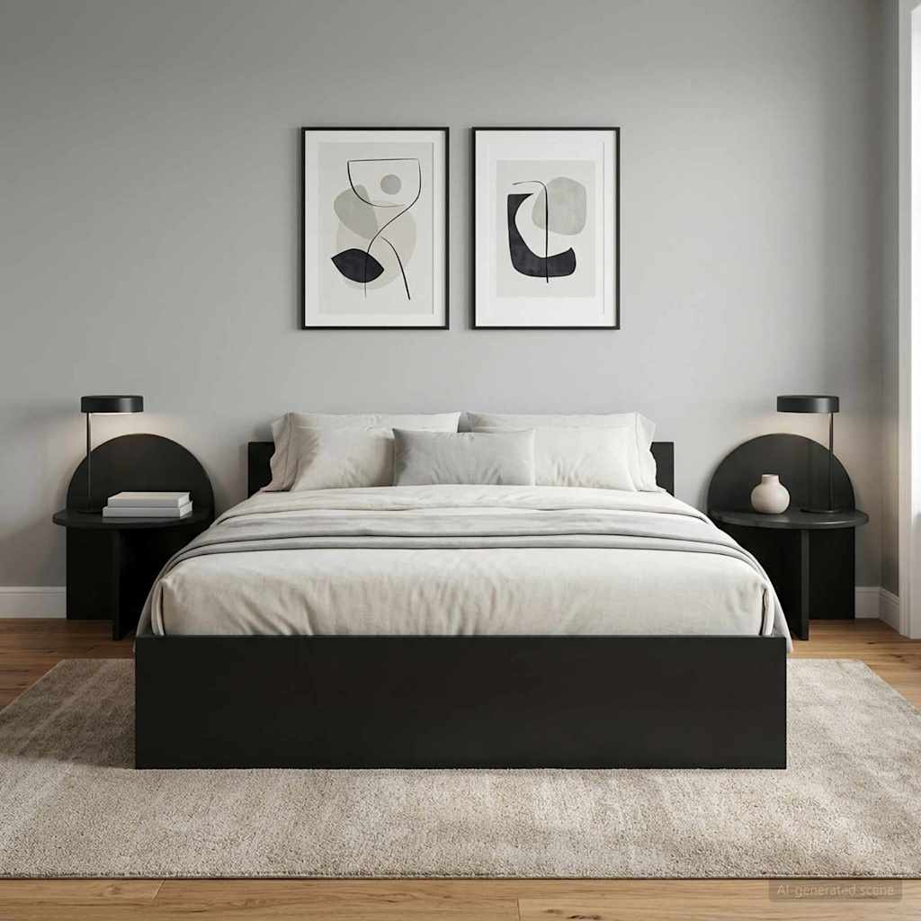 vidaXL Bedside Table 2 pcs Black Oak 40 x 35.5 x 45.5 cm