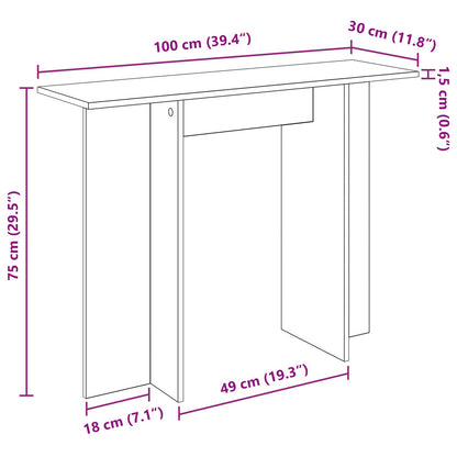vidaXL Console Table Artisan Oak 100 x 30 x 75 cm Engineered Wood